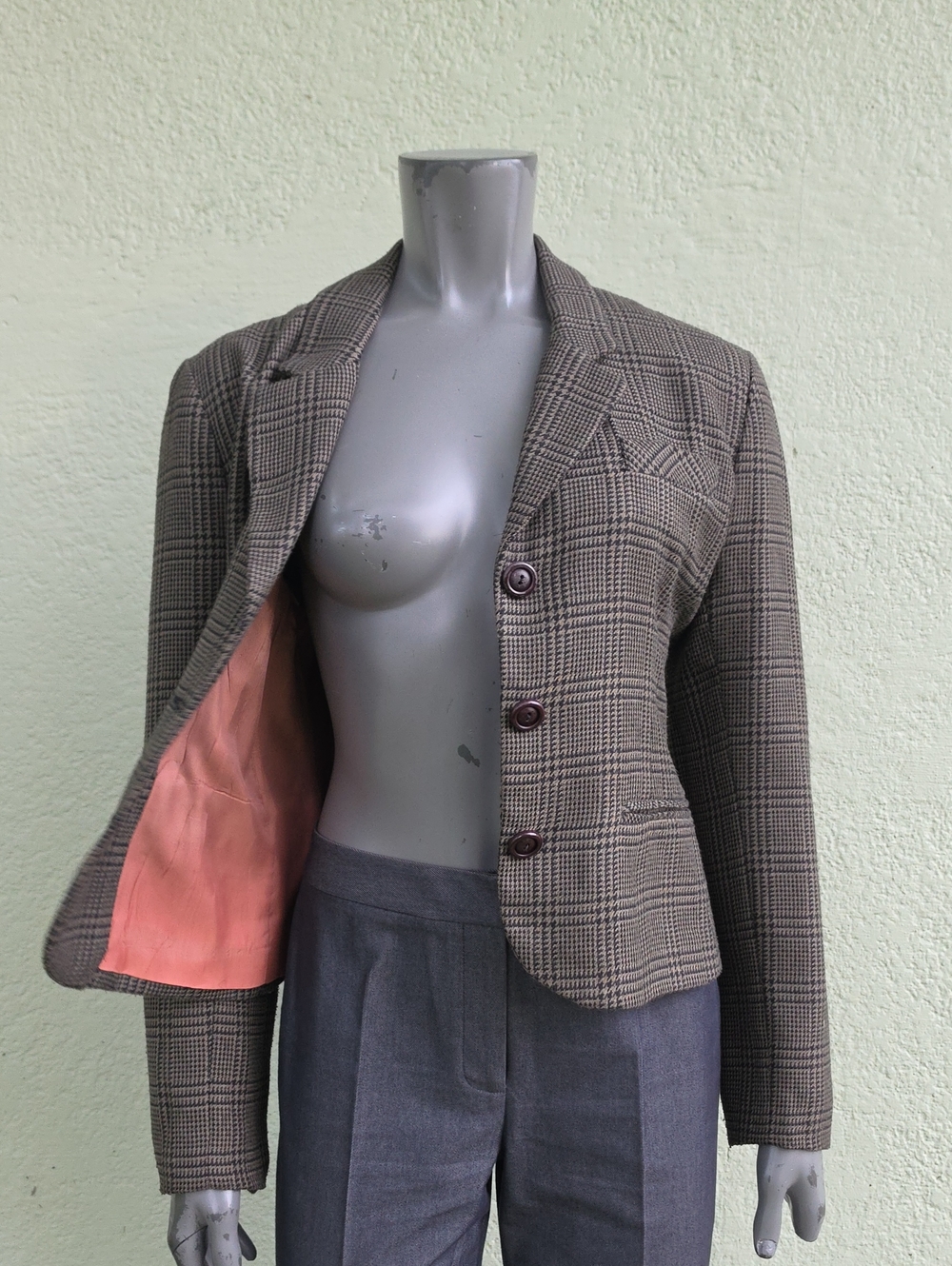 Barami (USA) Ladies Vintage Houndstooth Blazer in Brown & Black Size 6